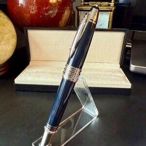 SOLD - Montblanc JFK SpecialEdit Fountain Pen 14K Nib Blue Resin | Platinum SOLD
